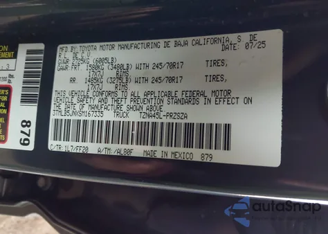 2025 Toyota Tacoma Sr5 z USA, uszkodzony, nr VIN 3TMLB5JNXSM167335